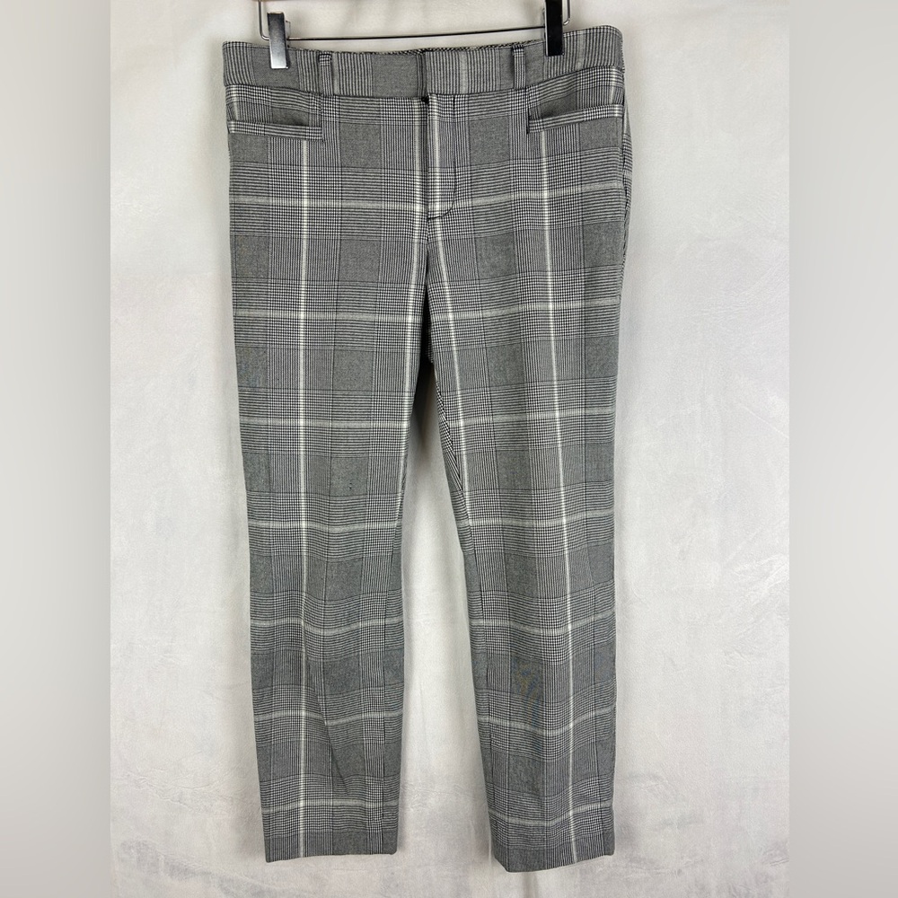 BANANA REPUBLIC Sloan Pant‎ Checked Plaid Black White Size 6 Office Corporate